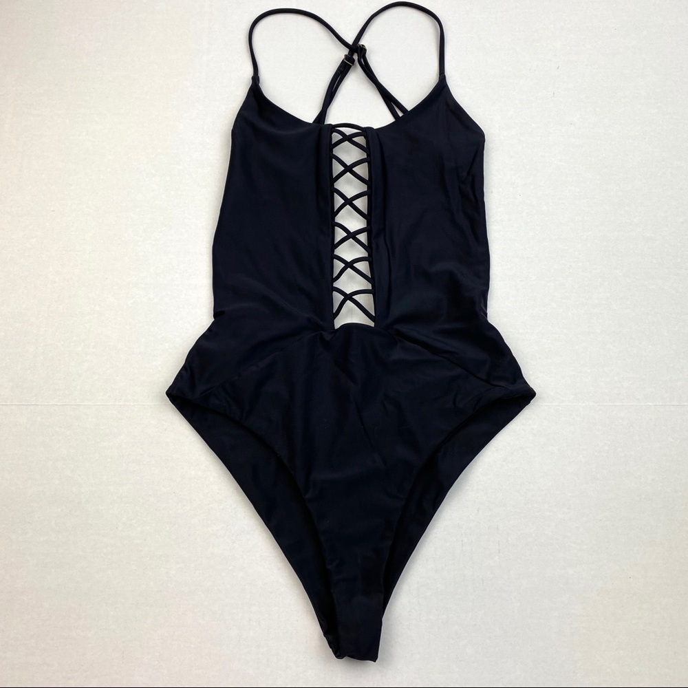 Ripcurl Criss-cross front Black One Piece Swimsuit - Picture 3 of 8